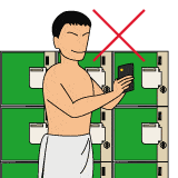浴場、脱衣所でのスマホ・携帯電話の使用は禁止